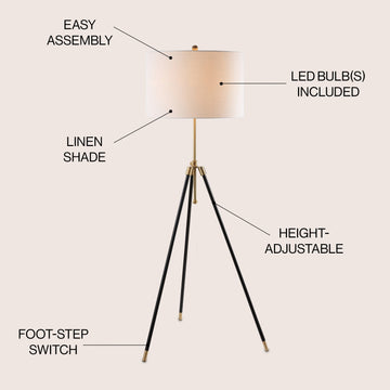 Lucius 67" Adjustable Metal LED Floor Lamp - JONATHAN Y